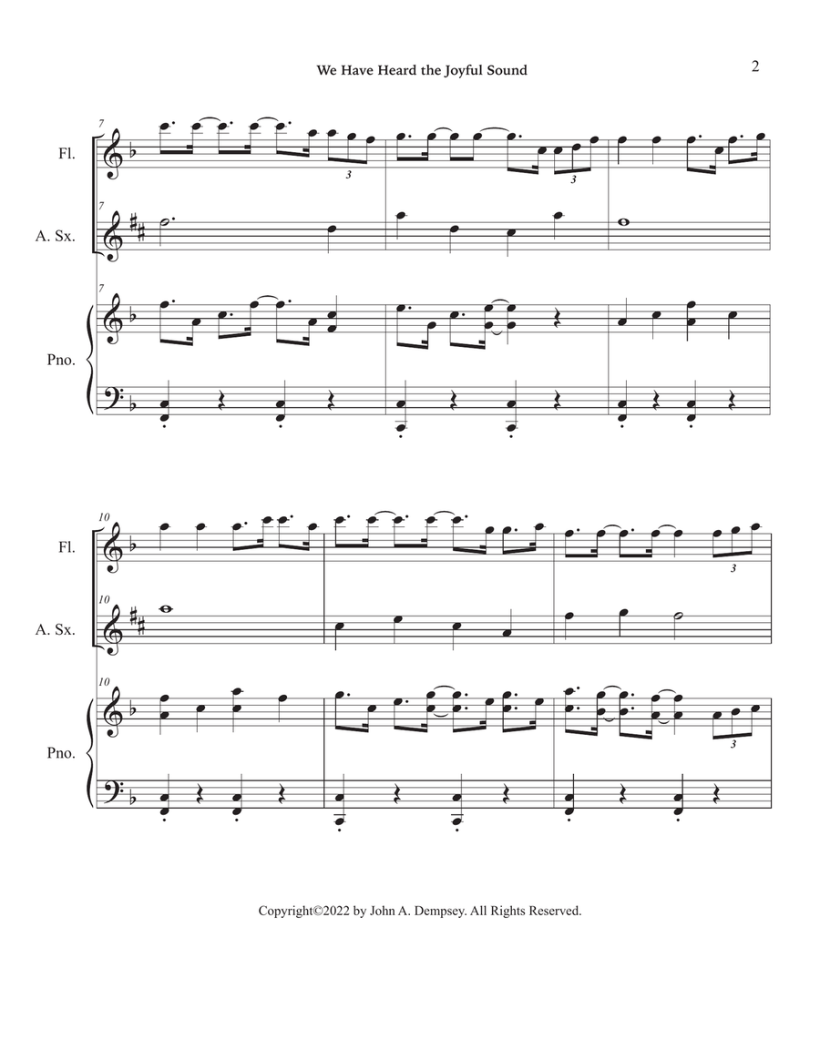 We Have Heard the Joyful Sound (Jesus Saves): Trio for Flute, Alto Sax and Piano Small Ensemble scores gallery preview page 6