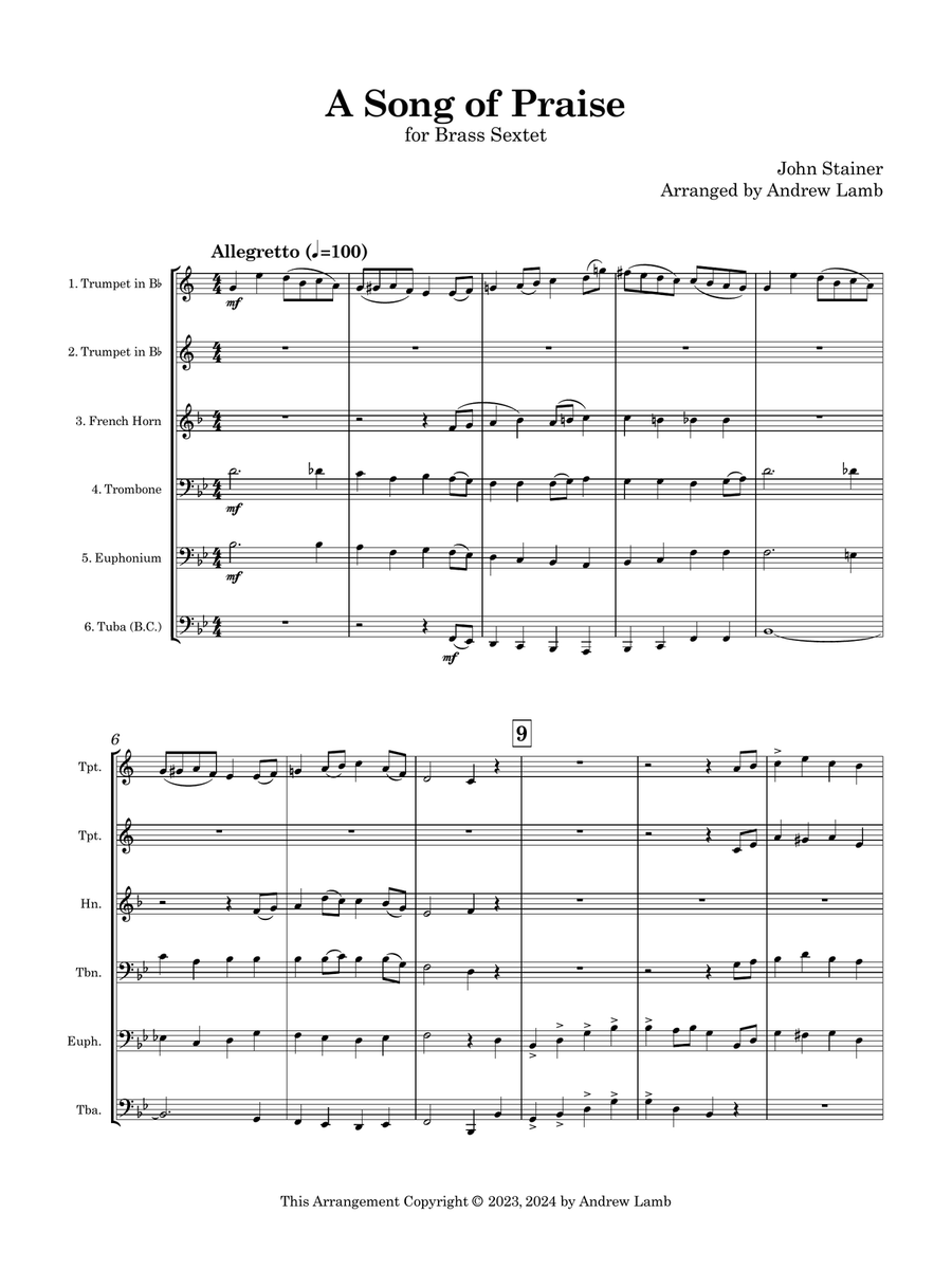 John Stainer | A Song of Praise | for Brass Sextet Brass Ensemble scores gallery preview page 5
