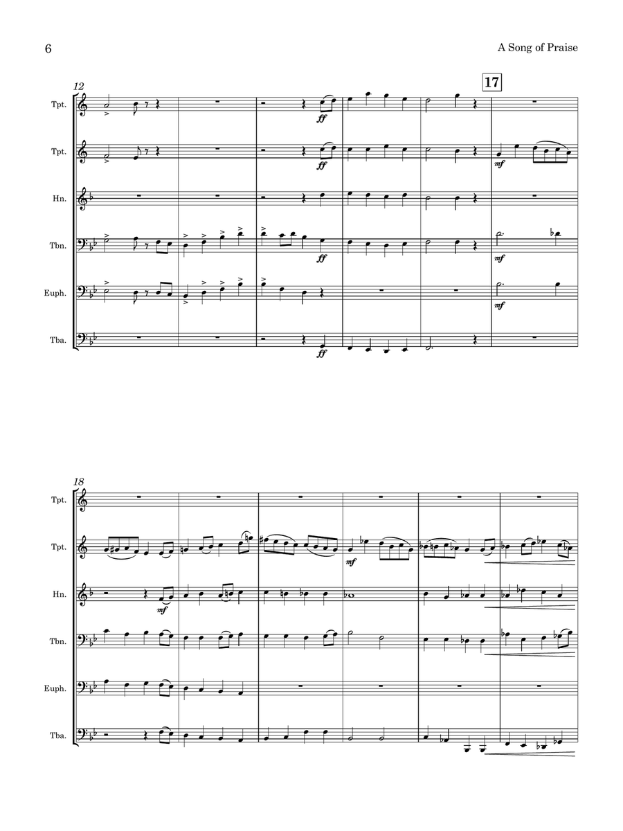 John Stainer | A Song of Praise | for Brass Sextet Brass Ensemble scores gallery preview page 6