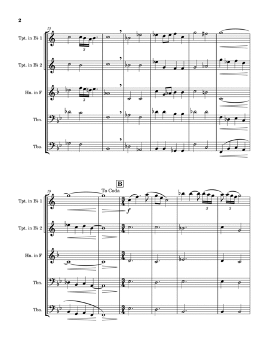Theme Indiana Jones 3 Brass Quintet scores gallery preview page 2
