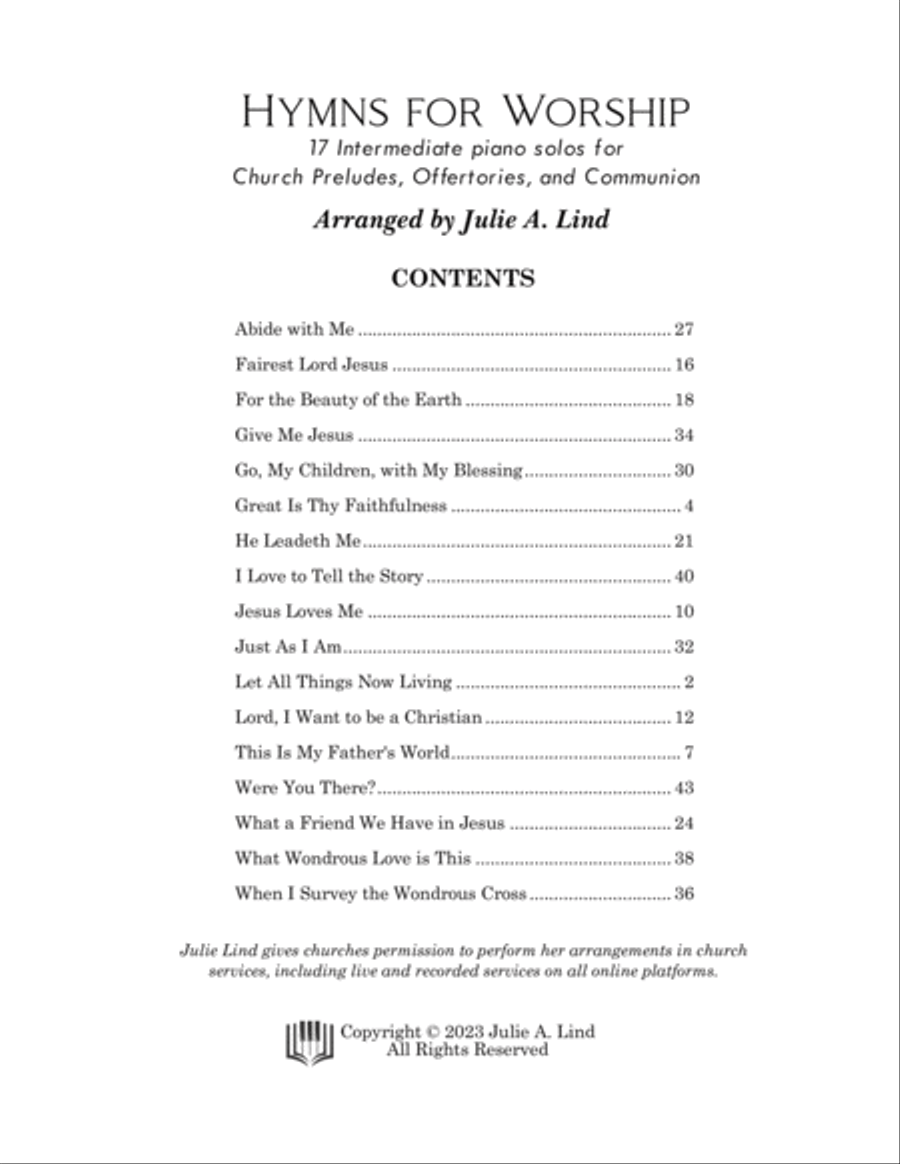 Hymns for Worship: 17 Intermediate Piano Solos for Church Preludes, Offertories, and Communion Piano Solo scores gallery preview page 2