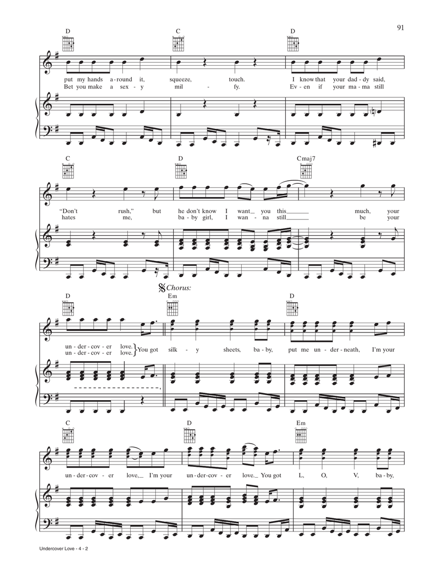 Undercover Love (from Rock Of Ages) Piano, Vocal, Guitar scores gallery preview page 2