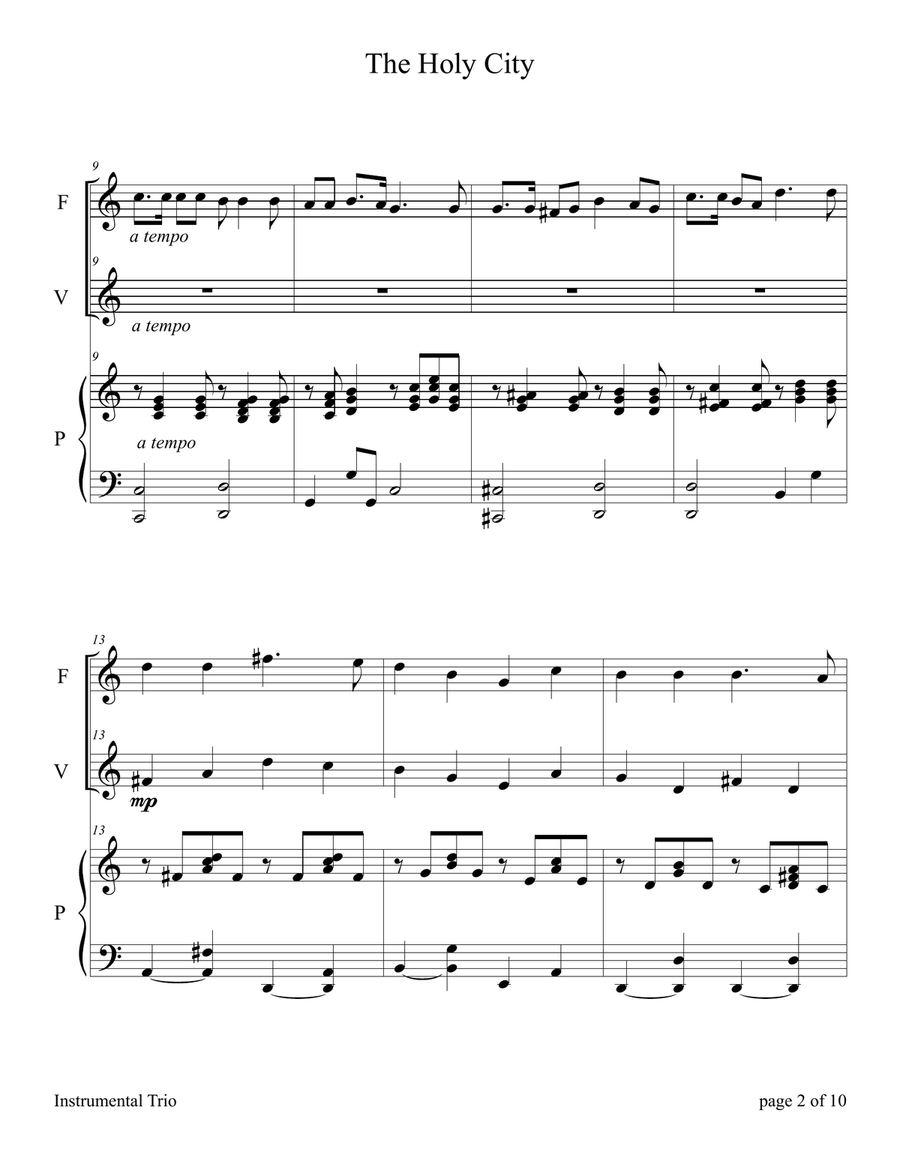 The Holy City (for Flute and/or Violin Duet with Piano Accompaniment) Flute scores gallery preview page 6
