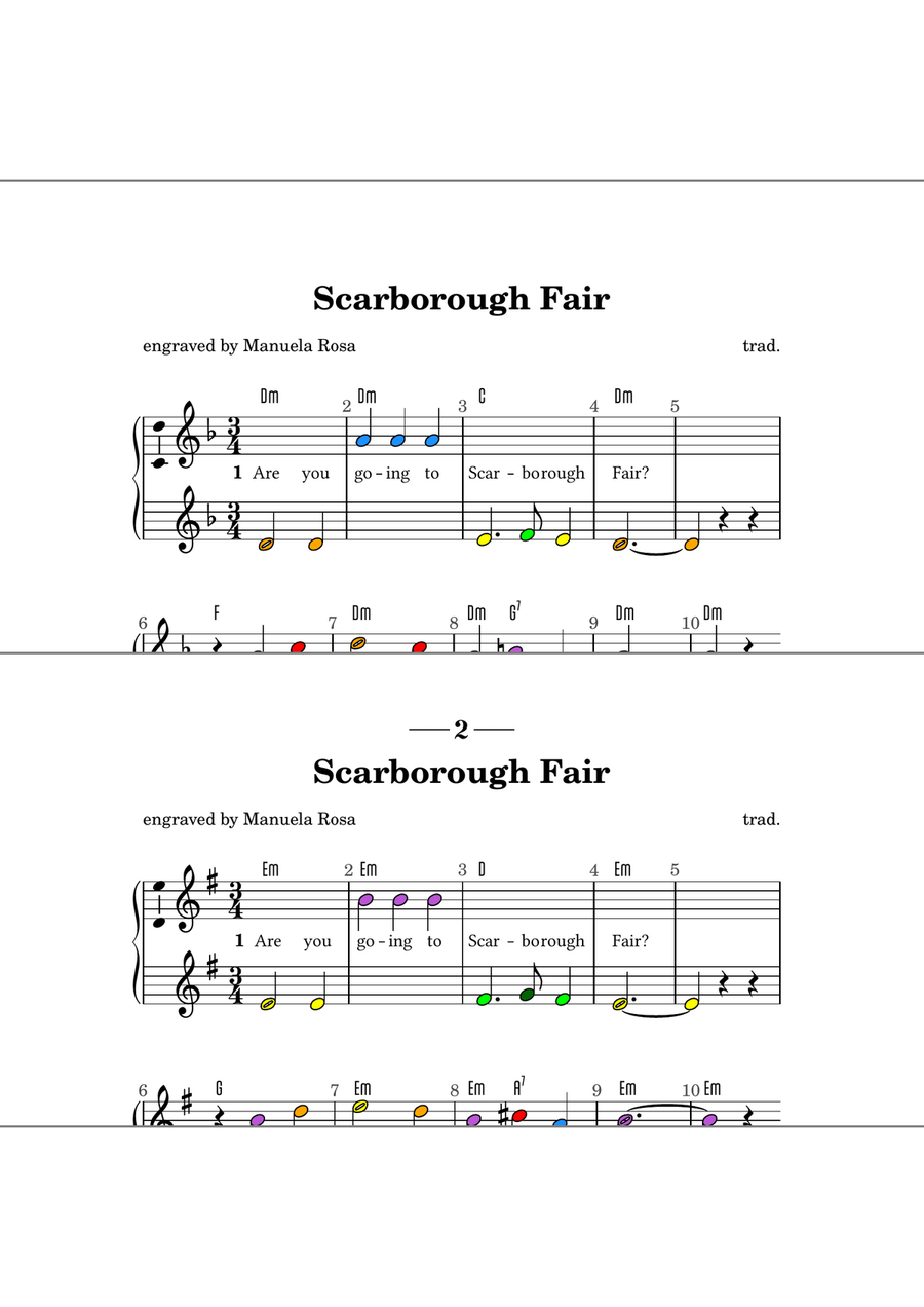 Scarborough Fair (easy piano version; single hand version) Piano Method scores gallery preview page 4