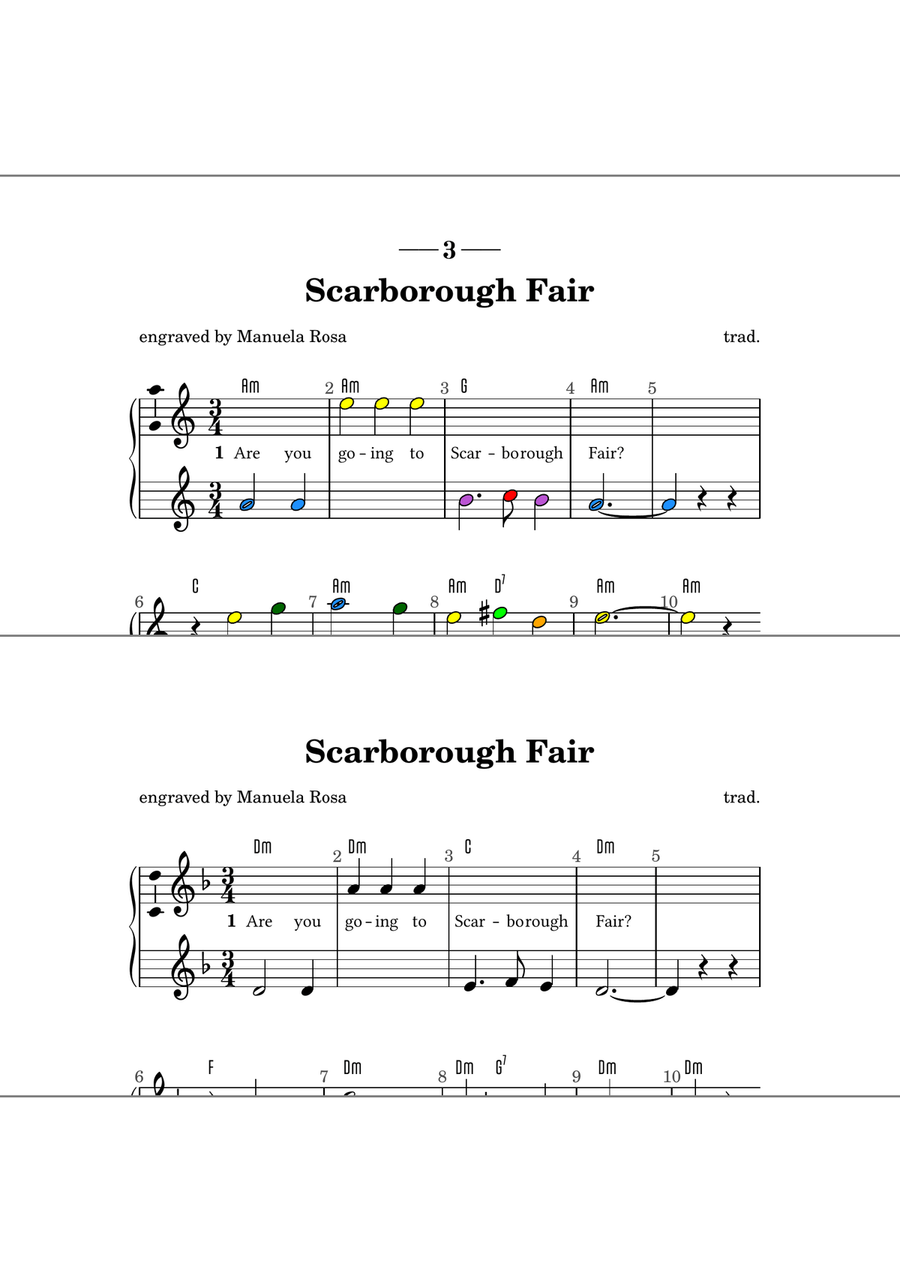 Scarborough Fair (easy piano version; single hand version) Piano Method scores gallery preview page 5