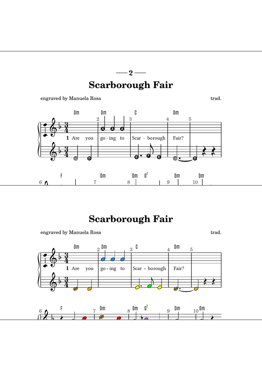 Scarborough Fair (easy piano version; single hand version) Piano Method scores gallery preview page 6