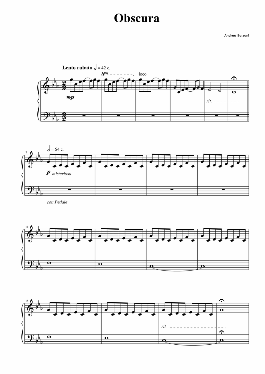 Obscura (foglio album) Piano Solo scores gallery preview page 2