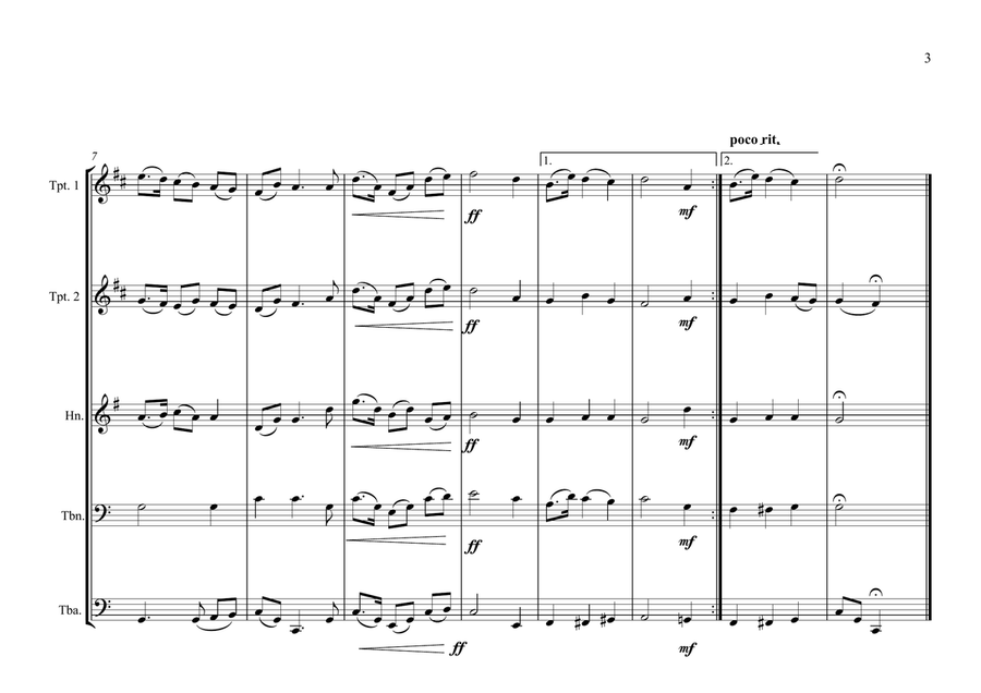 Finnish National Anthem for Brass Quintet Brass Quintet scores gallery preview page 3