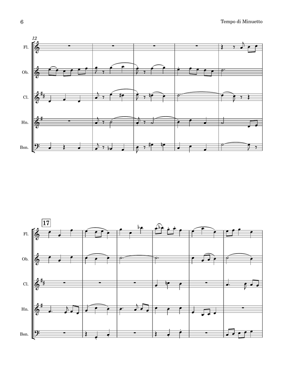 Myles Foster | Tempo di Minuetto | for Wind Quintet Woodwind Quintet scores gallery preview page 6