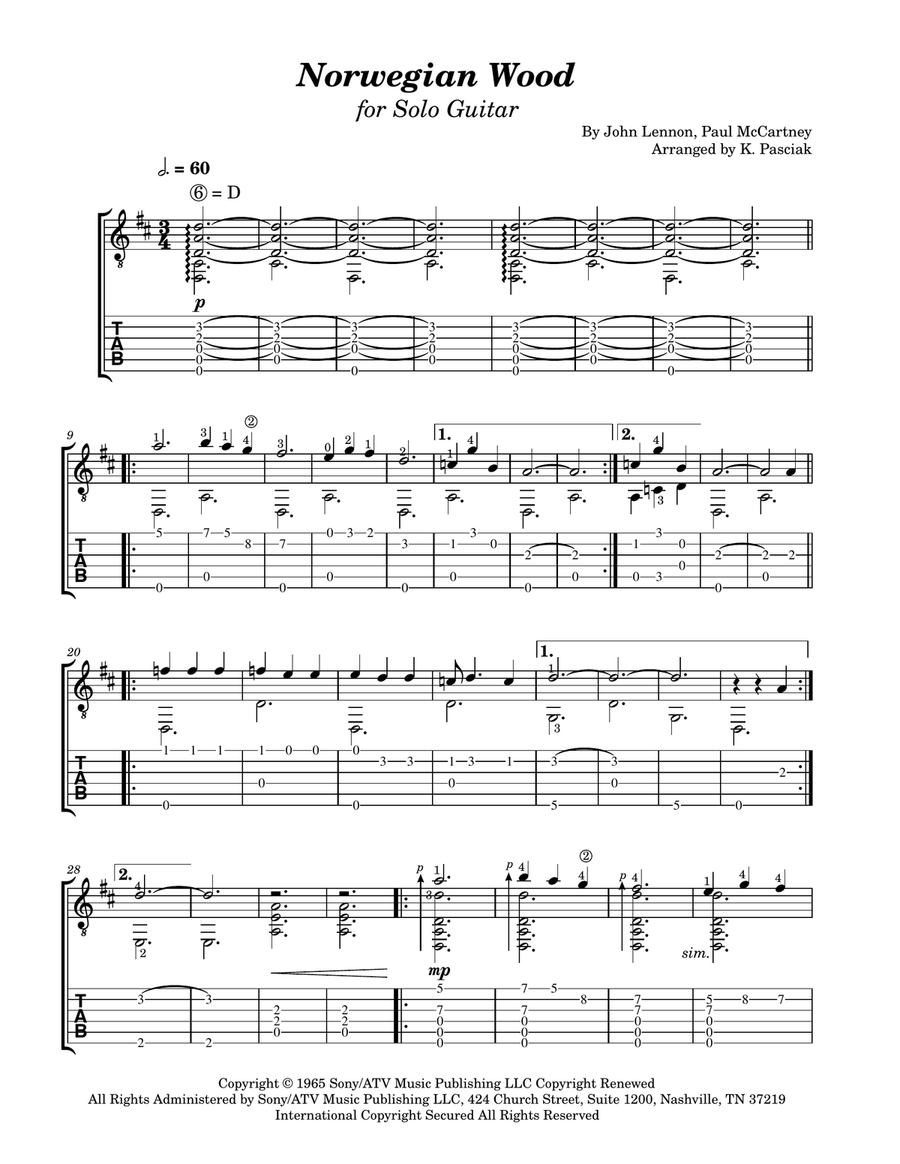 Norwegian Wood (this Bird Has Flown) Acoustic Guitar scores gallery preview page 2