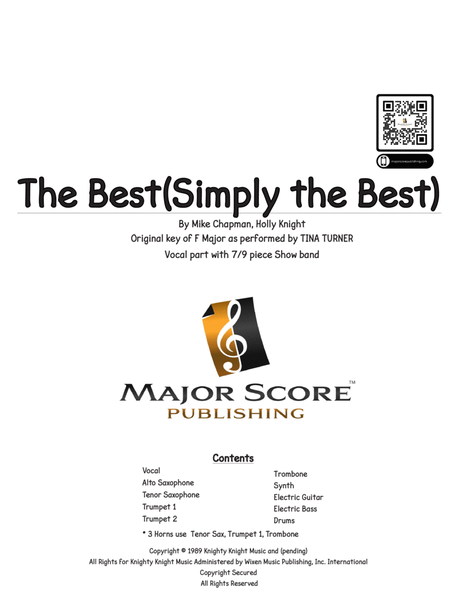 The Best (simply The Best) Jazz Ensemble scores gallery preview page 1
