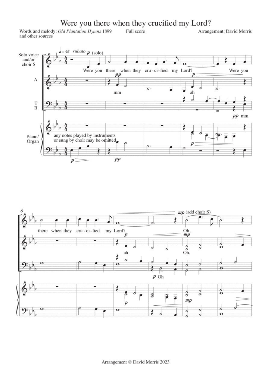 Were you there when they crucified my Lord? Choir scores gallery preview page 1