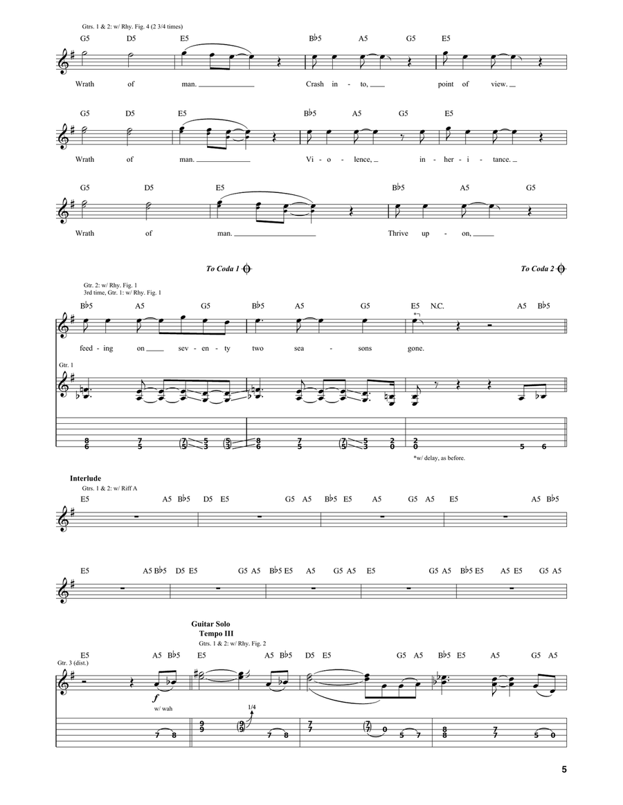 72 Seasons 72 Seasons Electric Guitar scores gallery preview page 5