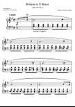 Chopin Prelude in E Minor Opus 28 No. 4 LARGE PRINT Piano Solo