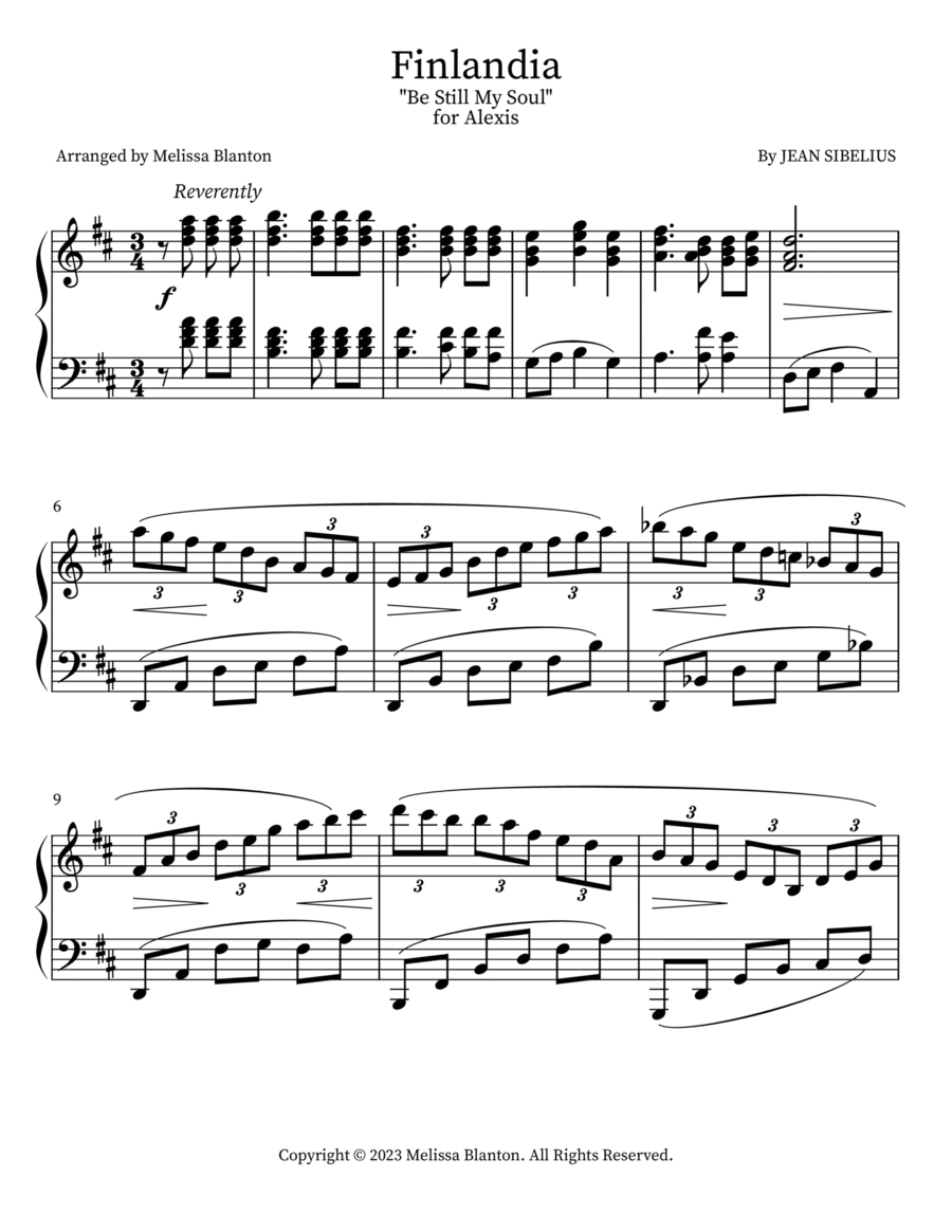 Finlandia Piano scores gallery preview page 1