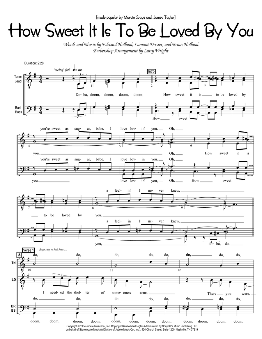How Sweet It Is (to Be Loved By You) TTBB scores gallery preview page 1