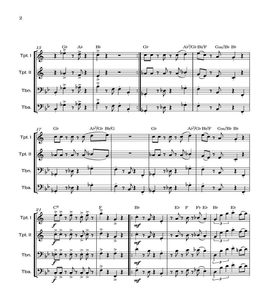 Super Mario Bros Theme Brass Quartet scores gallery preview page 2
