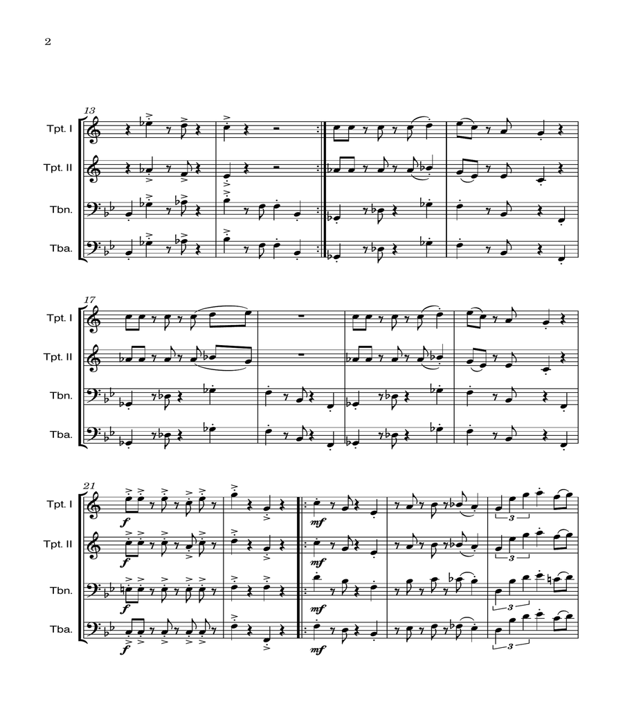 Super Mario Bros Theme Brass Quartet scores gallery preview page 2