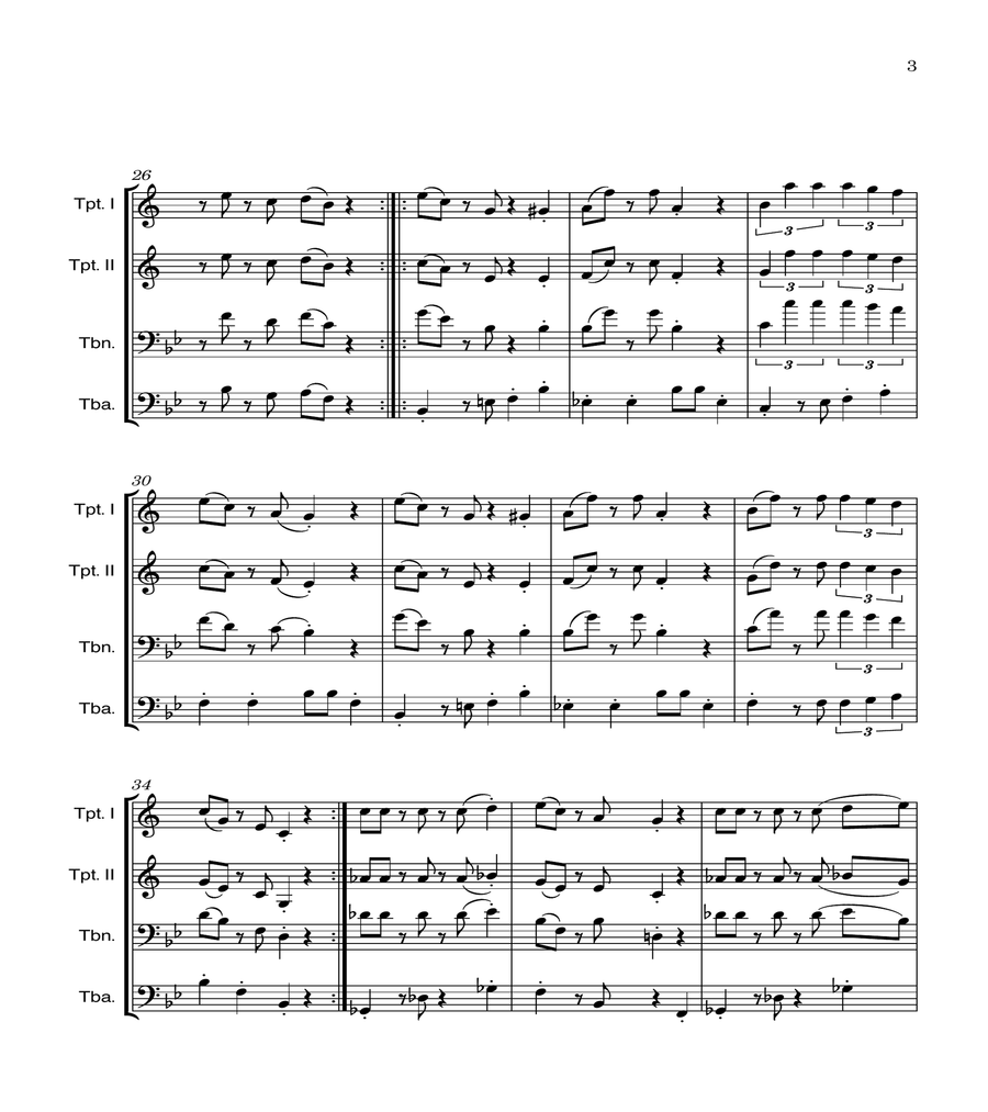 Super Mario Bros Theme Brass Quartet scores gallery preview page 3