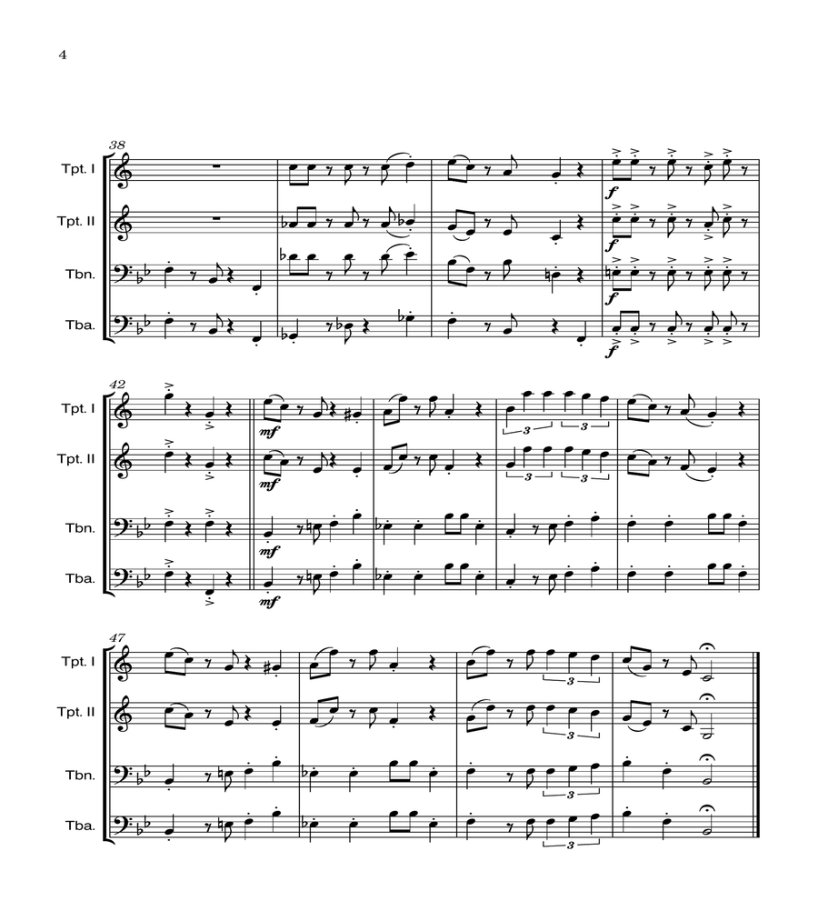 Super Mario Bros Theme Brass Quartet scores gallery preview page 4