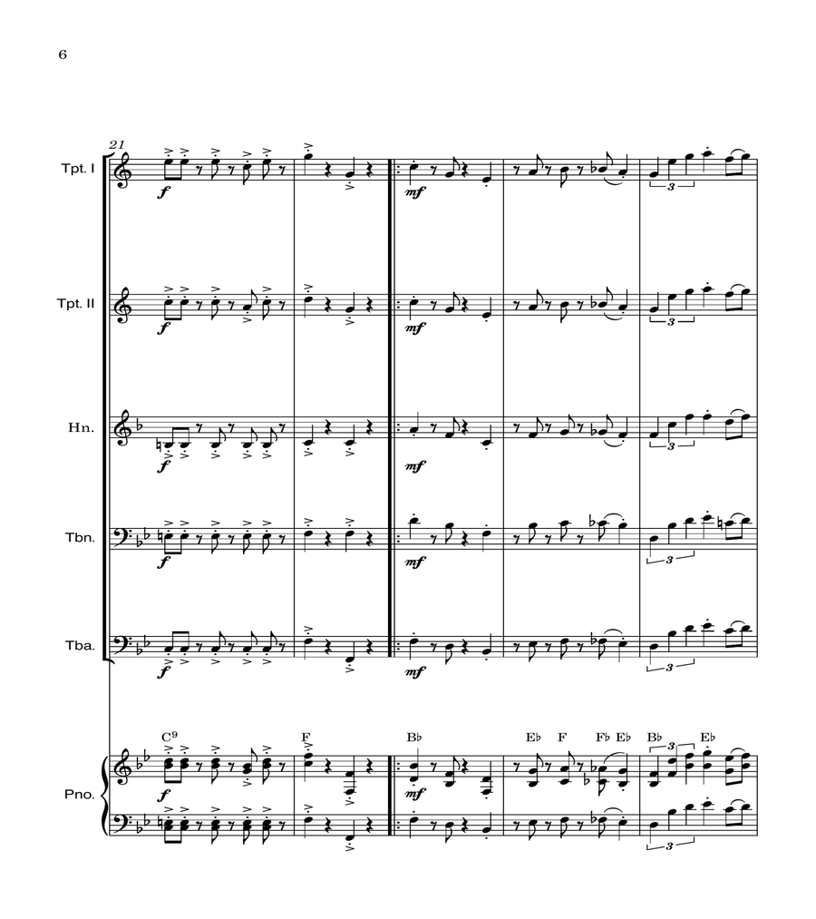Super Mario Bros Theme Brass Quintet scores gallery preview page 6