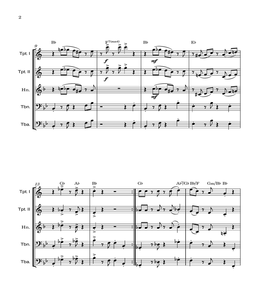 Super Mario Bros Theme Brass Quintet scores gallery preview page 2