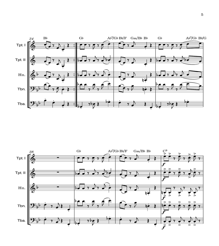 Super Mario Bros Theme Brass Quintet scores gallery preview page 5
