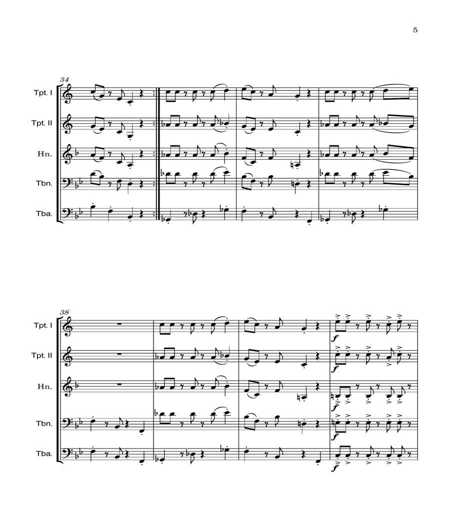 Super Mario Bros Theme Brass Quintet scores gallery preview page 5