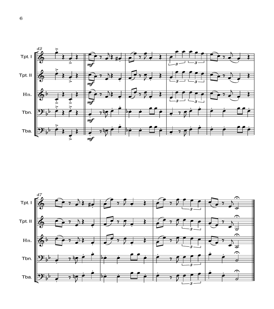 Super Mario Bros Theme Brass Quintet scores gallery preview page 6