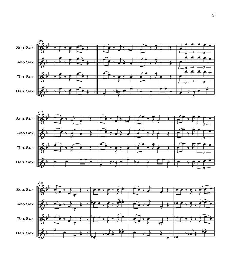 Super Mario Bros Theme Saxophone Quartet scores gallery preview page 3