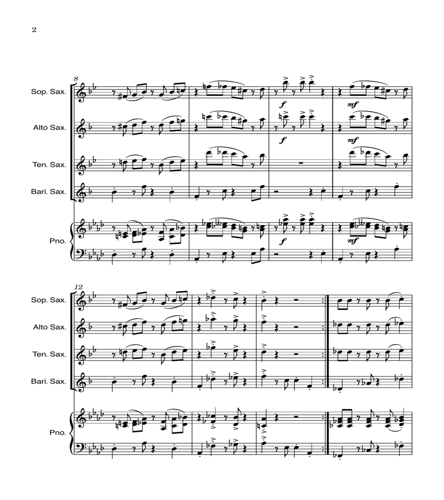 Super Mario Bros Theme Saxophone Quartet scores gallery preview page 2