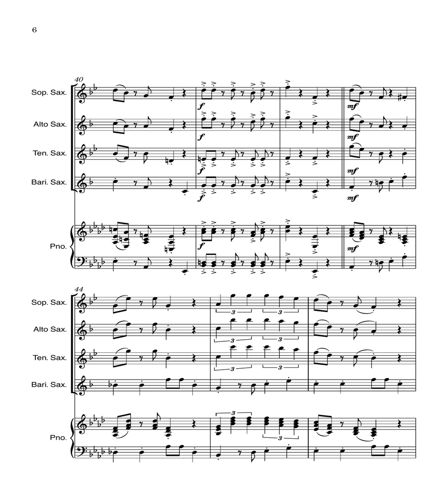 Super Mario Bros Theme Saxophone Quartet scores gallery preview page 6