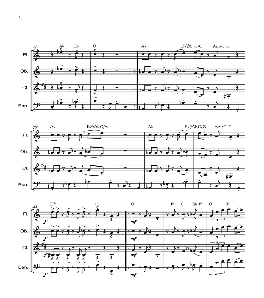 Super Mario Bros Theme Woodwind Quartet scores gallery preview page 2