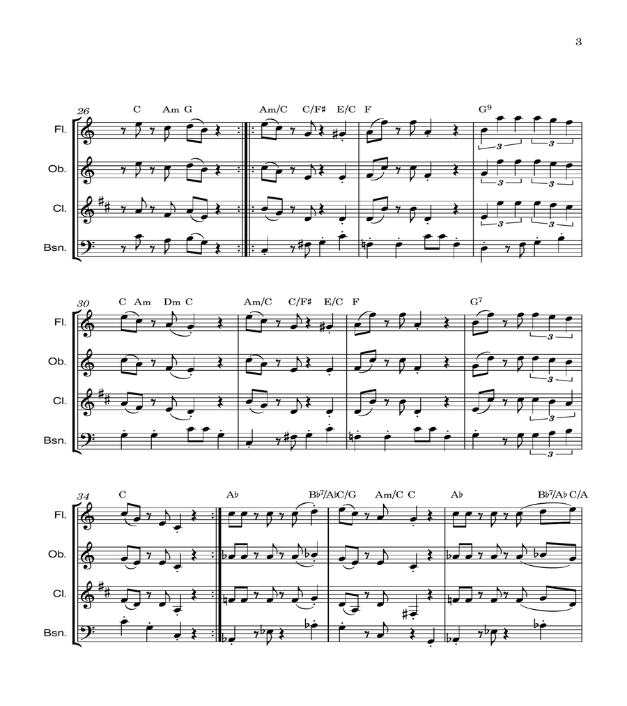 Super Mario Bros Theme Woodwind Quartet scores gallery preview page 3