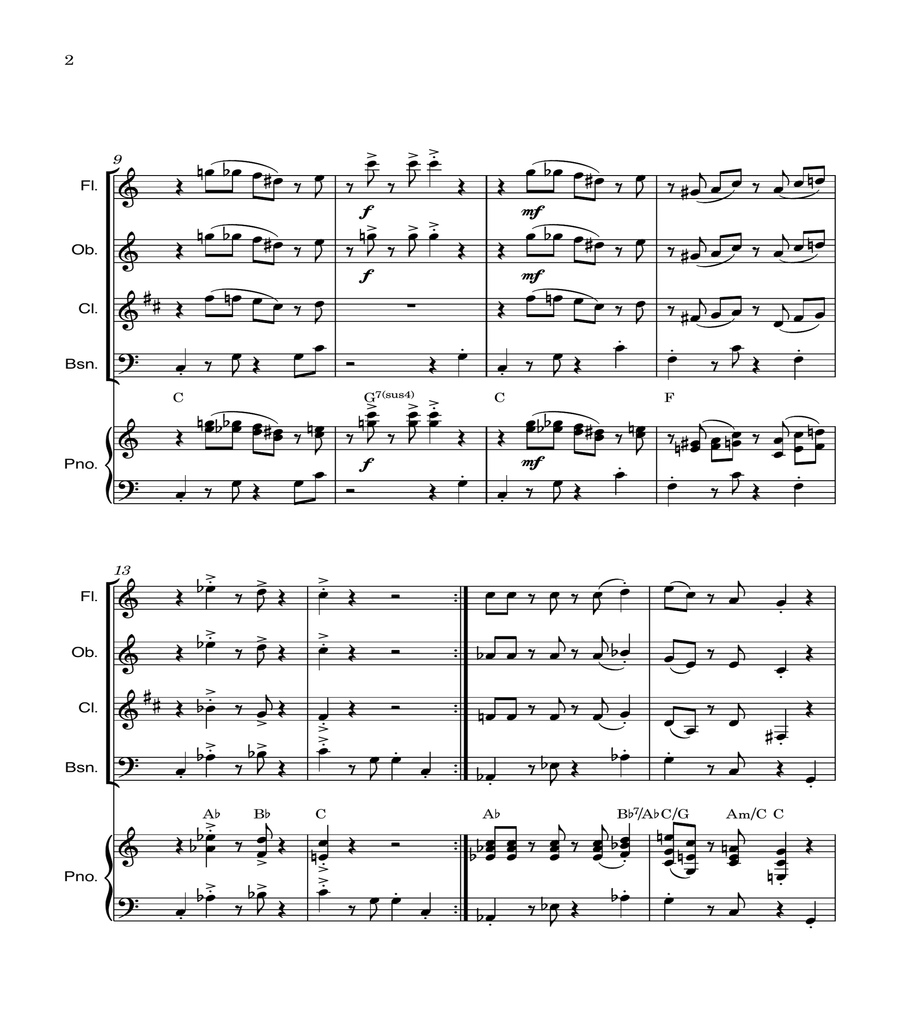 Super Mario Bros Theme Woodwind Quartet scores gallery preview page 2