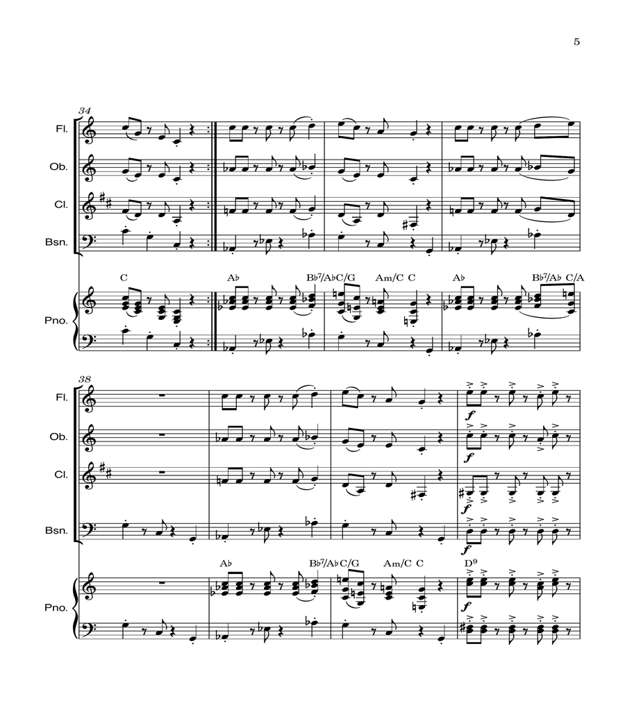 Super Mario Bros Theme Woodwind Quartet scores gallery preview page 5