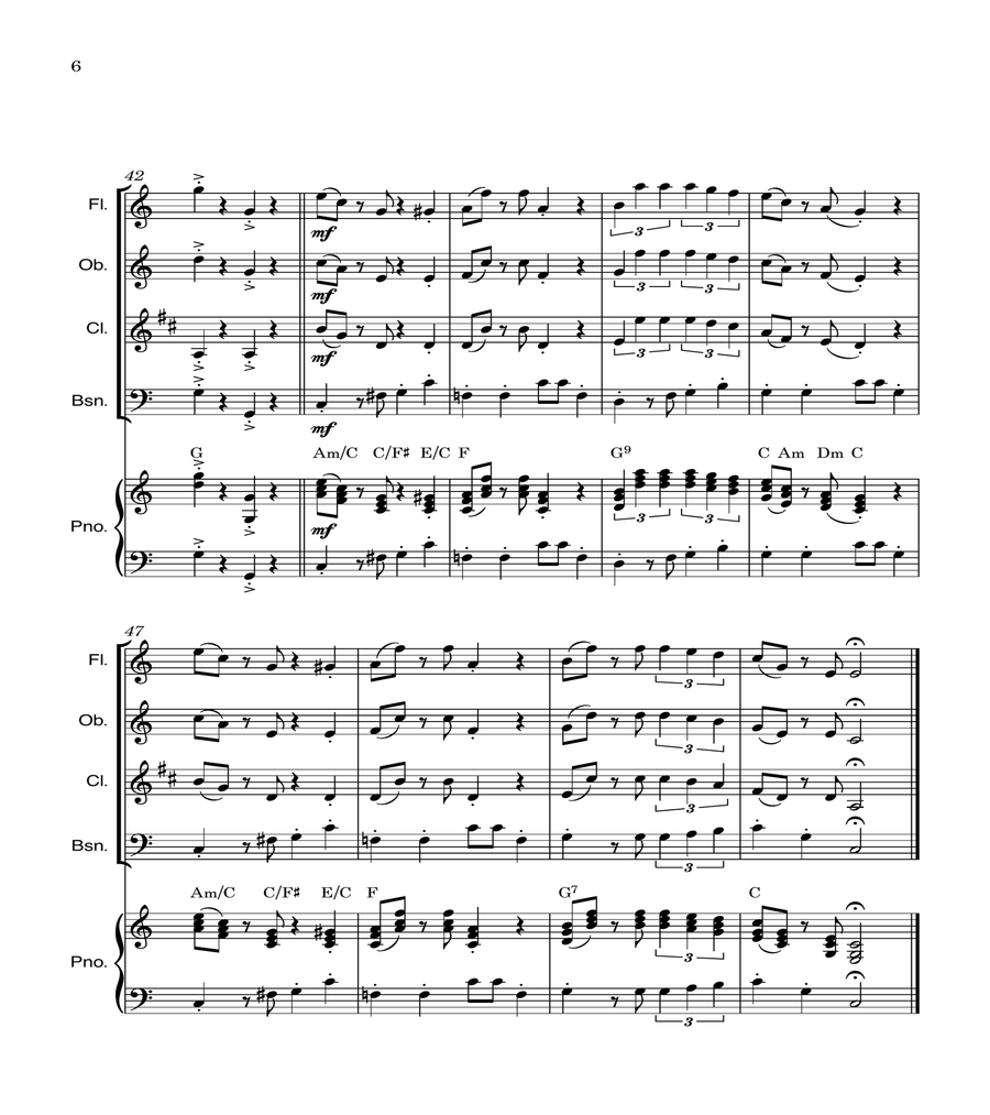Super Mario Bros Theme Woodwind Quartet scores gallery preview page 6