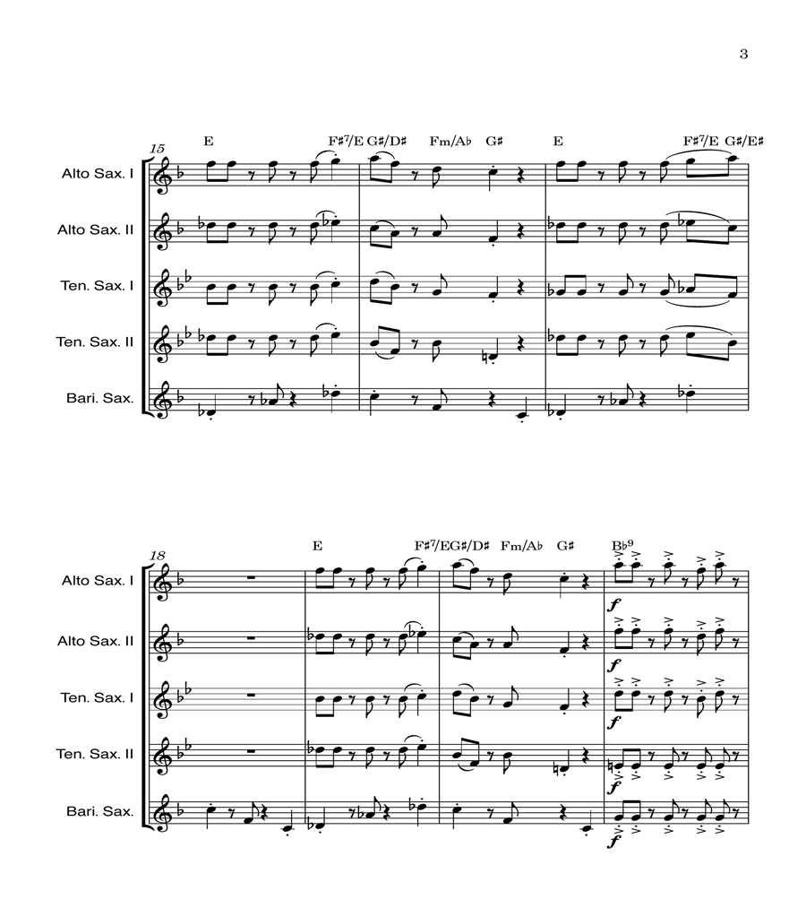 Super Mario Bros Theme Saxophone Quintet scores gallery preview page 3