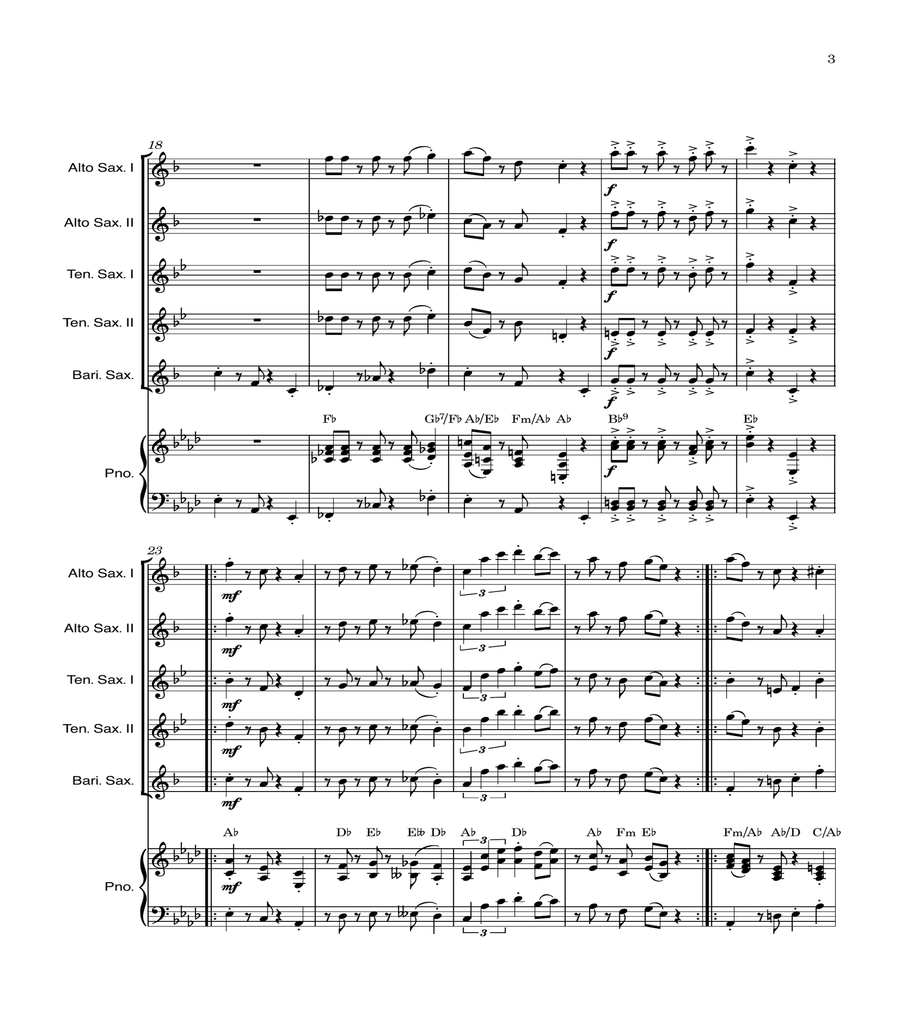 Super Mario Bros Theme Saxophone Quintet scores gallery preview page 3