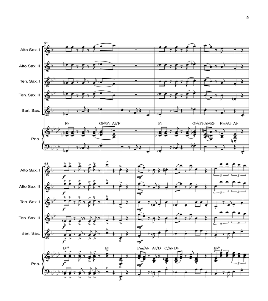 Super Mario Bros Theme Saxophone Quintet scores gallery preview page 5