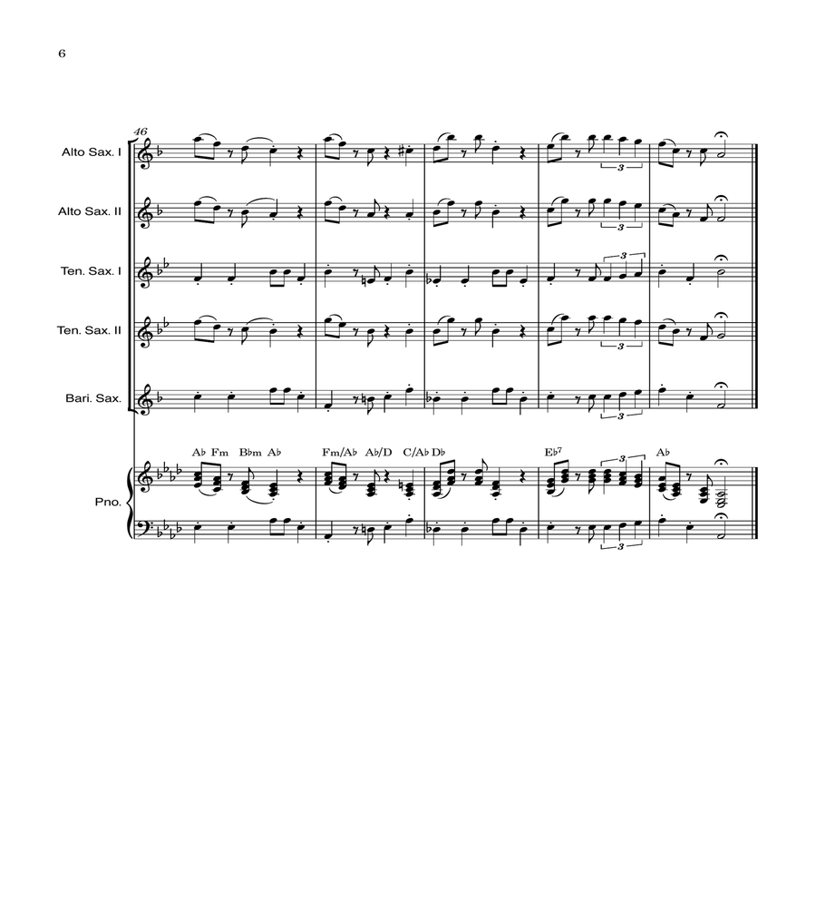 Super Mario Bros Theme Saxophone Quintet scores gallery preview page 6
