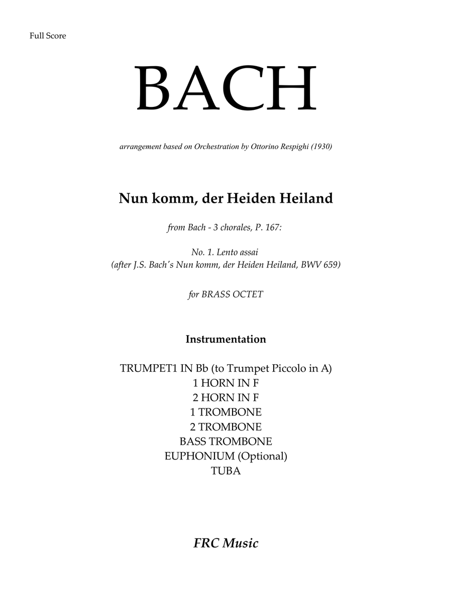 Nun komm, der Heiden Heiland, BWV 659 from 3 Corali for Brass Octet Large Ensemble scores gallery preview page 2