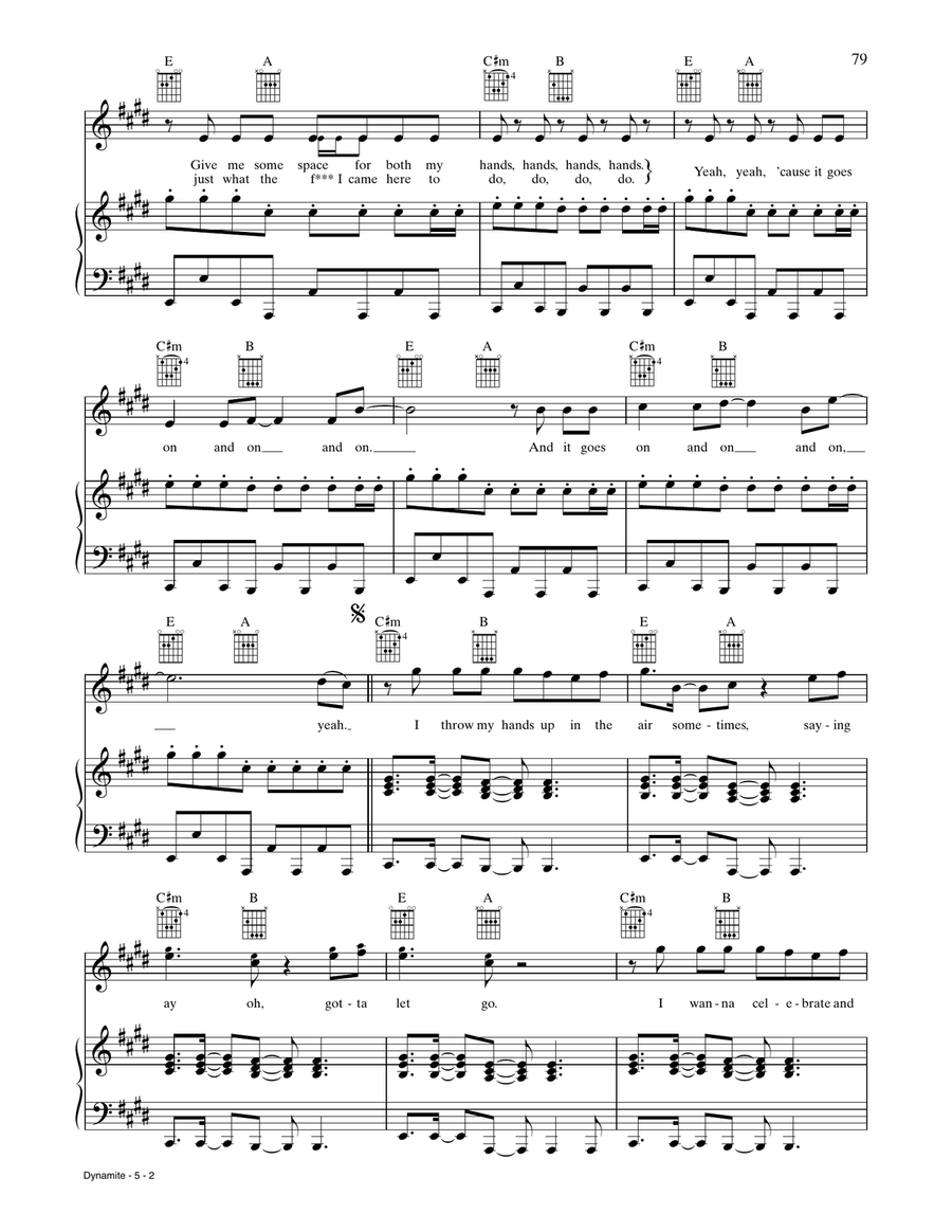 Dynamite Dynamite Piano, Vocal, Guitar scores gallery preview page 2