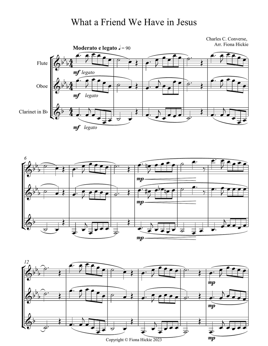 What a Friend We Have in Jesus Woodwind Trio scores gallery preview page 2