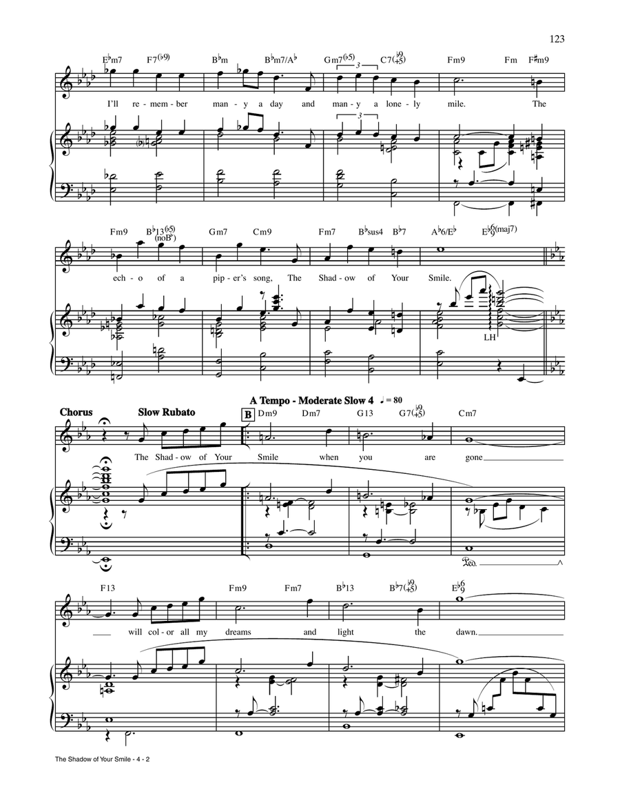 The Shadow Of Your Smile Piano, Vocal, Guitar scores gallery preview page 2