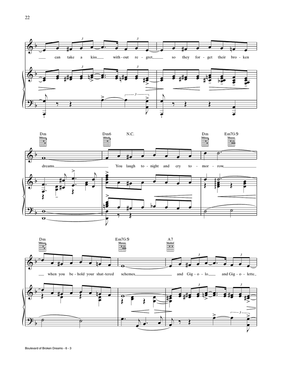 The Boulevard Of Broken Dreams Piano, Vocal, Guitar scores gallery preview page 3