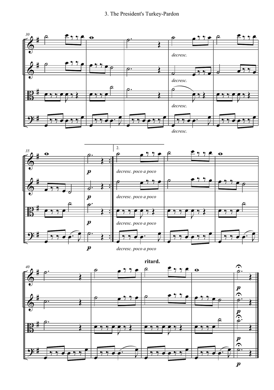 The President's Turkey-Pardon String Quartet scores gallery preview page 3
