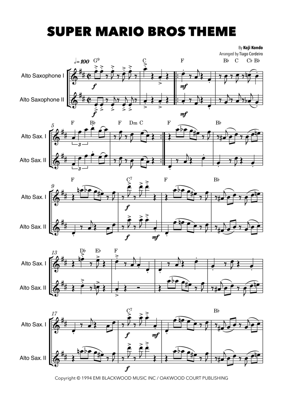 Super Mario Bros Theme Woodwind Duet scores gallery preview page 1