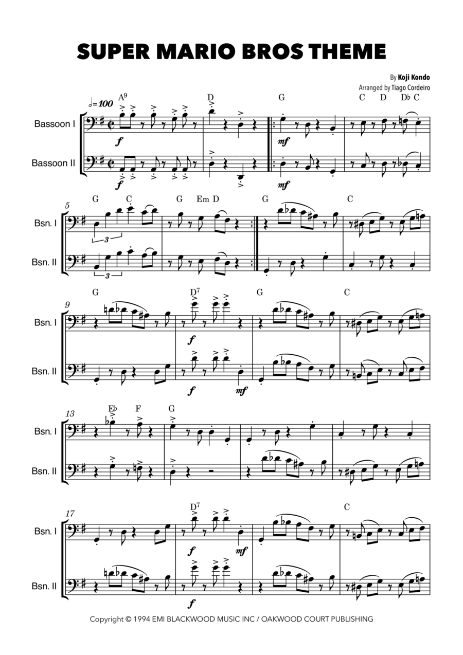 Super Mario Bros Theme Woodwind Duet scores gallery preview page 1
