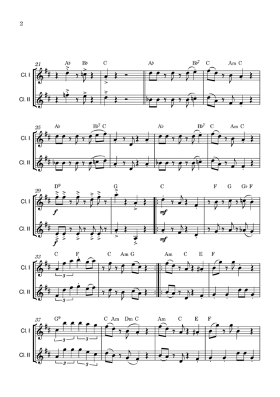 Super Mario Bros Theme Clarinet Duet scores gallery preview page 2